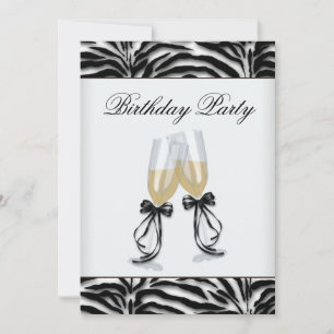Invitación Candil de cebra Mujer Fiesta de cumpleaños de cebr