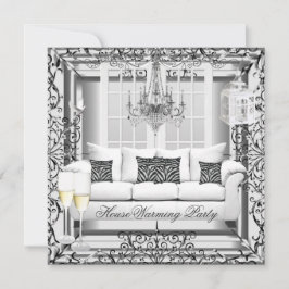 Invitación Candil de champán blanco plateado para inauguració