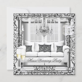 Invitación Candil de champán blanco plateado para inauguració