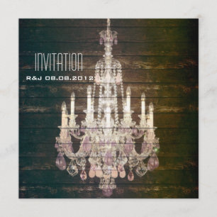 Invitación Candil de madera rústica de granero para boda