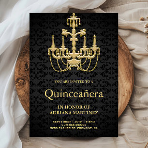 Invitación Candil de Oro Antiguo Cumpleaños 15 Quinceañera