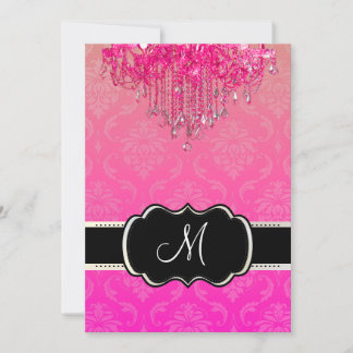 Invitación Candil de PixDezines Raspberry+Vendome Damask/13x1
