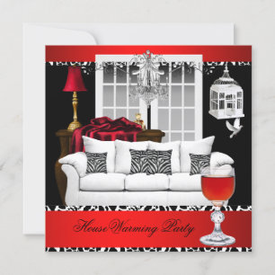 Invitación Candil Rojo Blanco Negro para Calentamiento de Cas