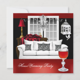 Invitación Candil Rojo Blanco Negro para Calentamiento de Hog