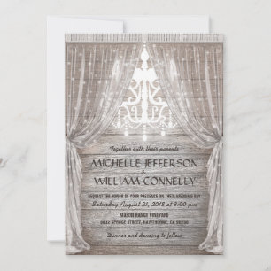 Invitación Candil Rústico Cortinas de Granero Boda