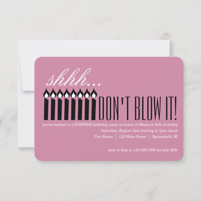 Invitación Candle Surprise Shhh... ¡NO LO BLOQUES! (Anverso)