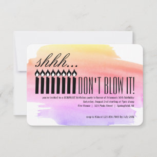 Invitación Candle Surprise Shhh... ¡NO LO BLOQUES! Cumpleaños
