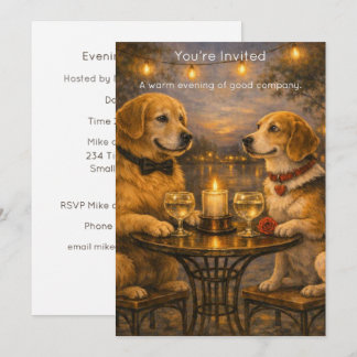 Invitación Candlelit Dogs – Warm Painterly Party Invitation