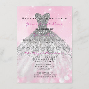 Invitación Candy 16ª Purpurina de Vestido Rosa