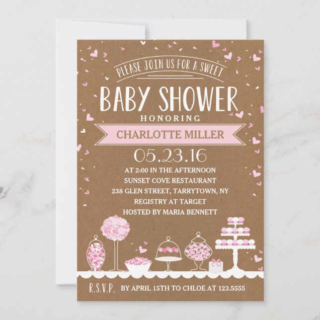 Invitación Candy Bar | Baby Shower (Anverso)
