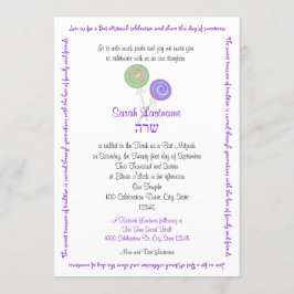 Invitación Candy Bat Mitzvah Lavender