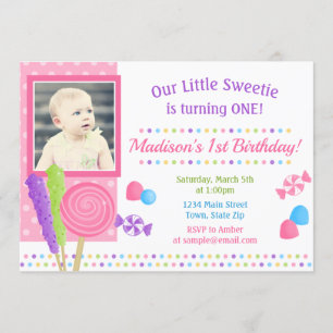 Invitación Candy Birthday Invitation Candyland primer cumplea
