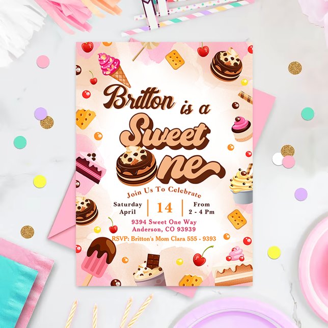 Invitación Candy Birthday Invitation Sweet One Fiesta (Subido por el creador)