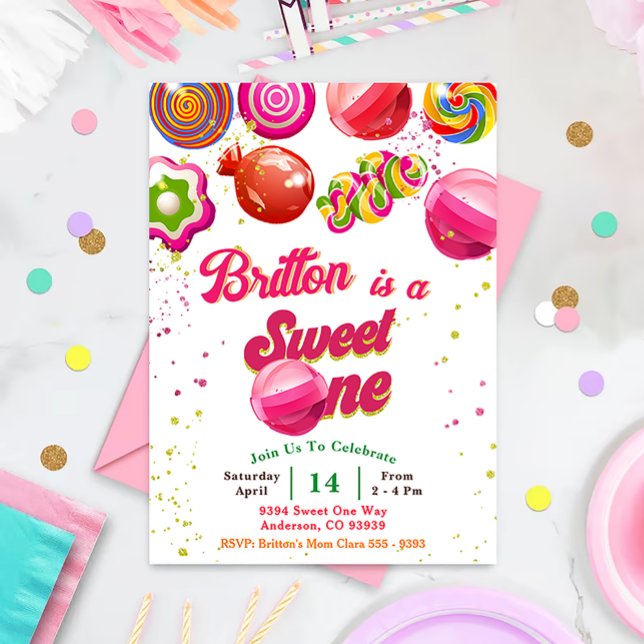 Invitación Candy Birthday Invitation Sweet One Fiesta (Subido por el creador)