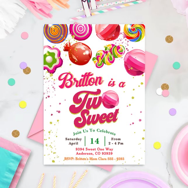 Invitación Candy Birthday Two Sweet Party Invitation (Subido por el creador)