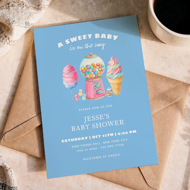 Invitación Candy Blue A Sweet Baby Shower is on the way  (Subido por el creador)