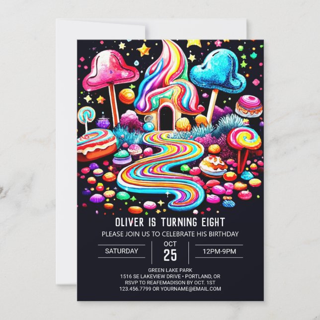 Invitación Candy Boho Imprimible Cumpleaños (Anverso)