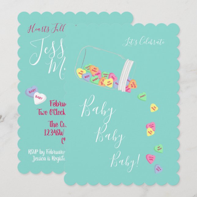 Invitación Candy Candy Hearts Baby Shower Sprinkle (Anverso / Reverso)