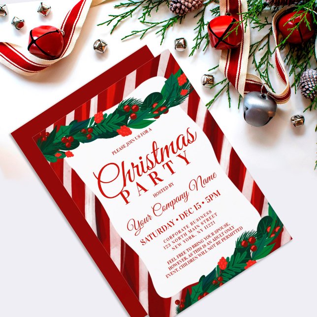 Invitación Candy Cane Berry deja a Navidades corporativos Inv (Subido por el creador)