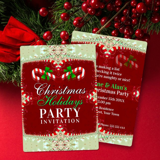 Invitación Candy Cane Christmas Holidays Party  (Subido por el creador)