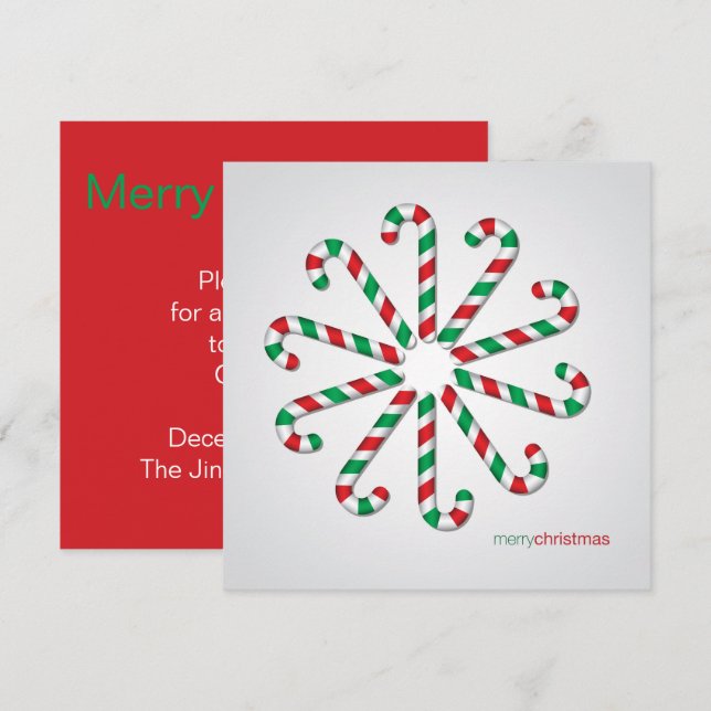 Invitación Candy cane circle (Anverso / Reverso)