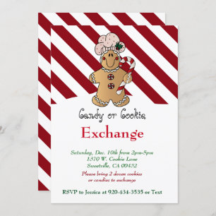 Invitación Candy Cane Gingerbread Cookie & Candy Exchange