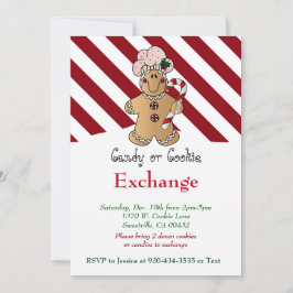 Invitación Candy Cane Gingerbread Cookie & Candy Exchange