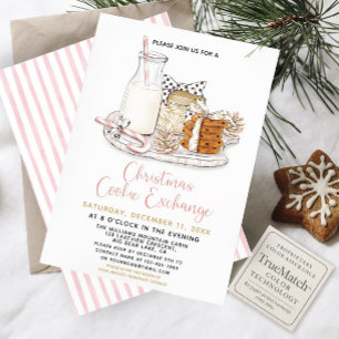 Invitación Candy Cane Milk and Cookies Navidades Fiesta de in