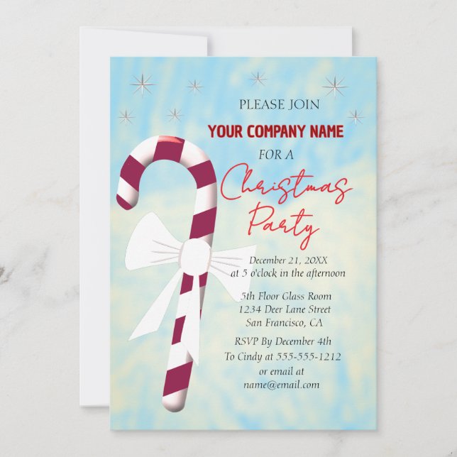 Invitación Candy Cane Navidades de invierno fiesta (Anverso)