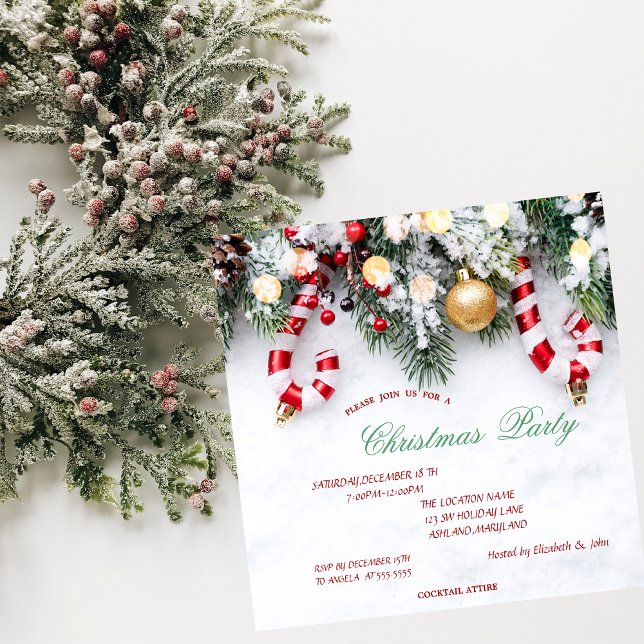 Invitación Candy Cane, Navidades de ramas de pino (Subido por el creador)