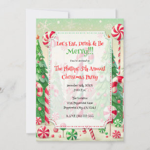 Invitación Candy Cane Winter Peppermint Forest Navidades