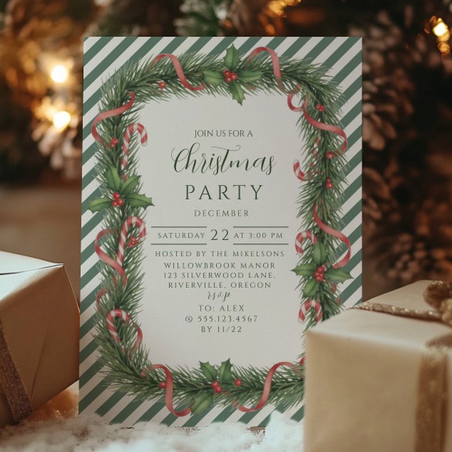 Invitación Candy Cane Wreath Christmas (Subido por el creador)