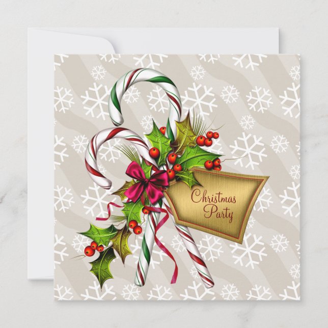 Invitación Candy Canes Snowflakes Navidades corporativos Fies (Anverso)