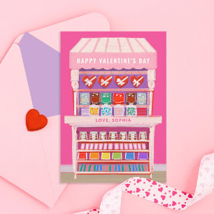Invitación Candy Cart Illustrated Valentine Classroom Photo