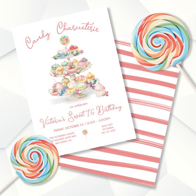 Invitación Candy Charcuterie Tiered Tray fiesta de cumpleaños (Subido por el creador)