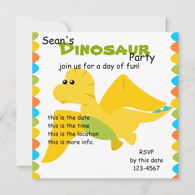 Invitación Candy Colors Dino (Anverso)