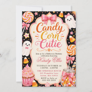 Invitación Candy Corn Cutiño Cumpleaños de Halloween