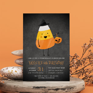 Invitación Candy Corn Halloween Birthday Party