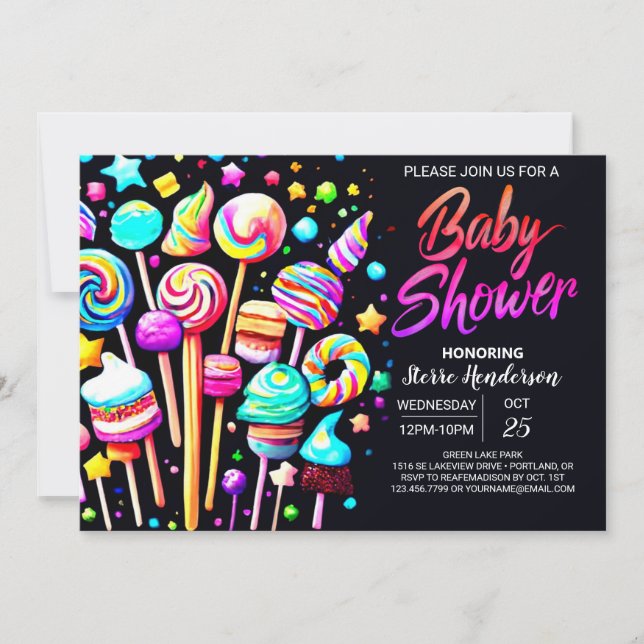 Invitación Candy Fantasy Baby Shower (Anverso)