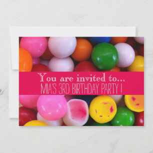 Invitación Candy gum ball fiesta de cumpleaños de niños