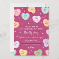 Candy Hearts Anti-El día de San Valentín Party Inv