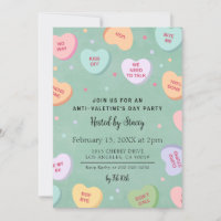 Candy Hearts Anti-El día de San Valentín Party Inv