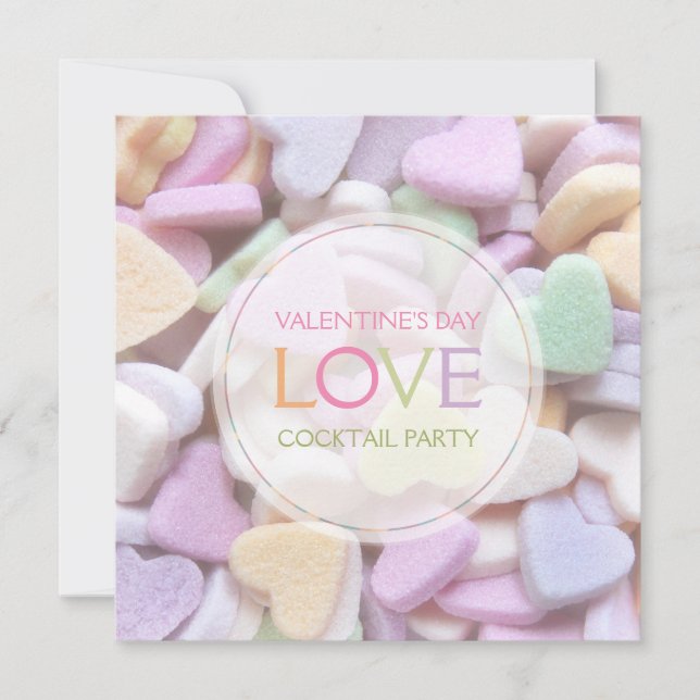 Invitación Candy Hearts El día de San Valentín Fiesta de cóct (Anverso)