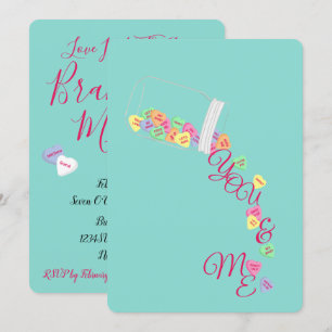 Invitación Candy Hearts You & Me Celebration Shower Fiesta