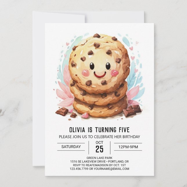 Invitación Candy Kids Cookies Modernas Cumpleaños (Anverso)