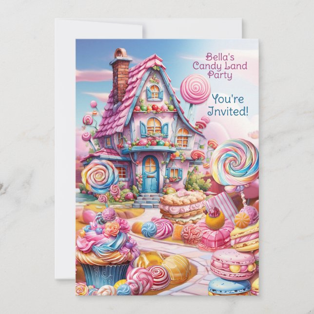Invitación Candy Land Birthday Invitation Whimsical (Anverso)