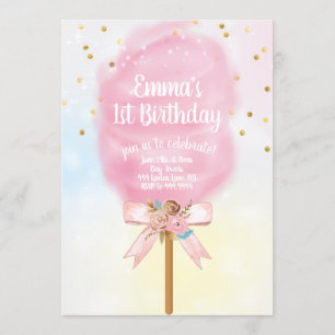 Invitación Candy Land Cotton Candy Cumpleaños