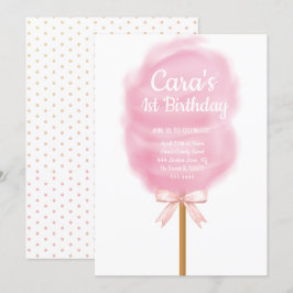Invitación Candy land Cotton Candy Pink Birday Party