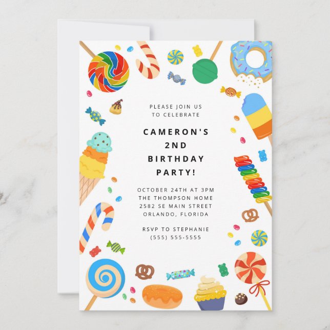 Invitación Candy Land Girl Birthday Invitation (Anverso)