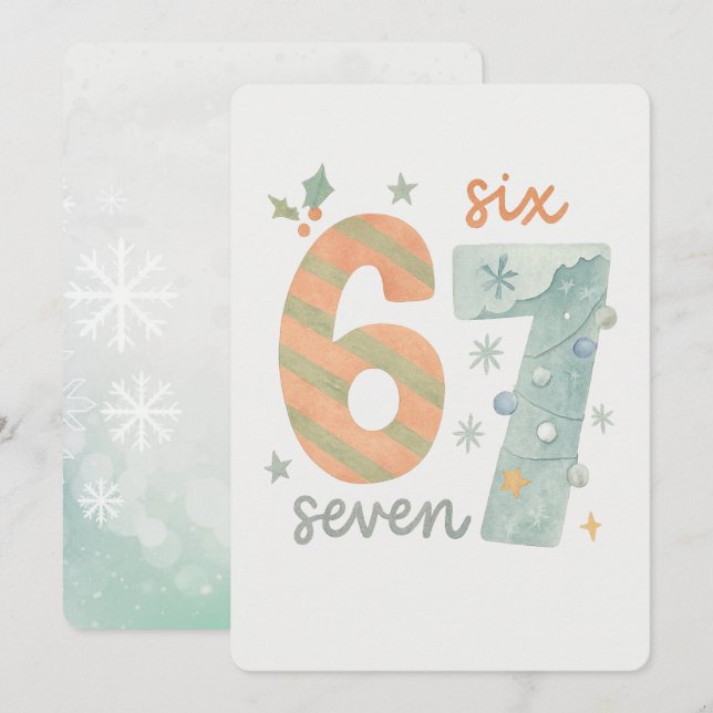 Invitación Candy Stripe & Snowflake 67 – Handmade Holiday Num (Anverso / Reverso)